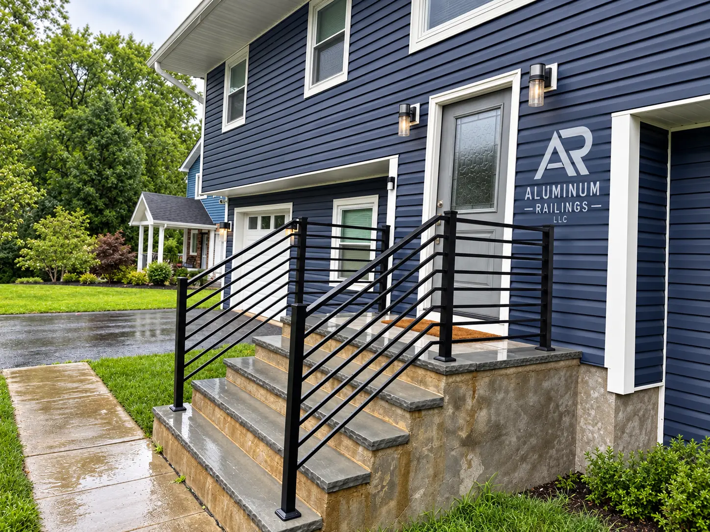 Custom horizontal aluminum railing