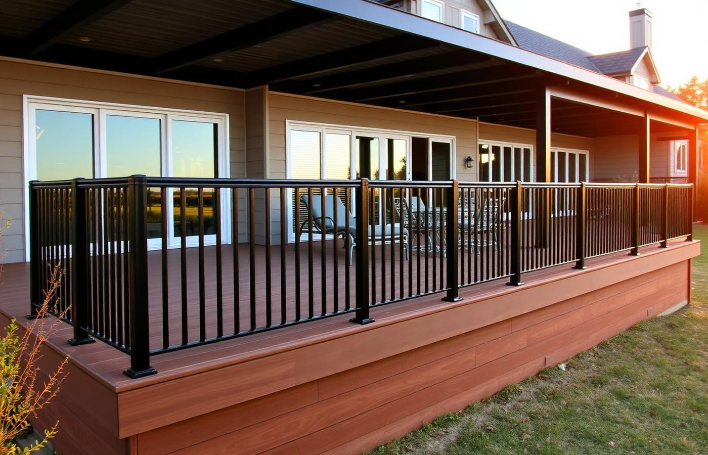 Exterior aluminum deck railing on a Bergen County, NJ home